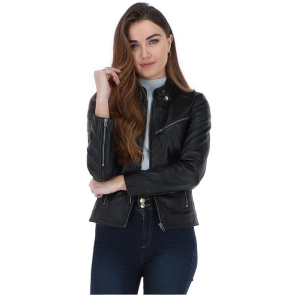 Brampton black leather biker jacket hotsell